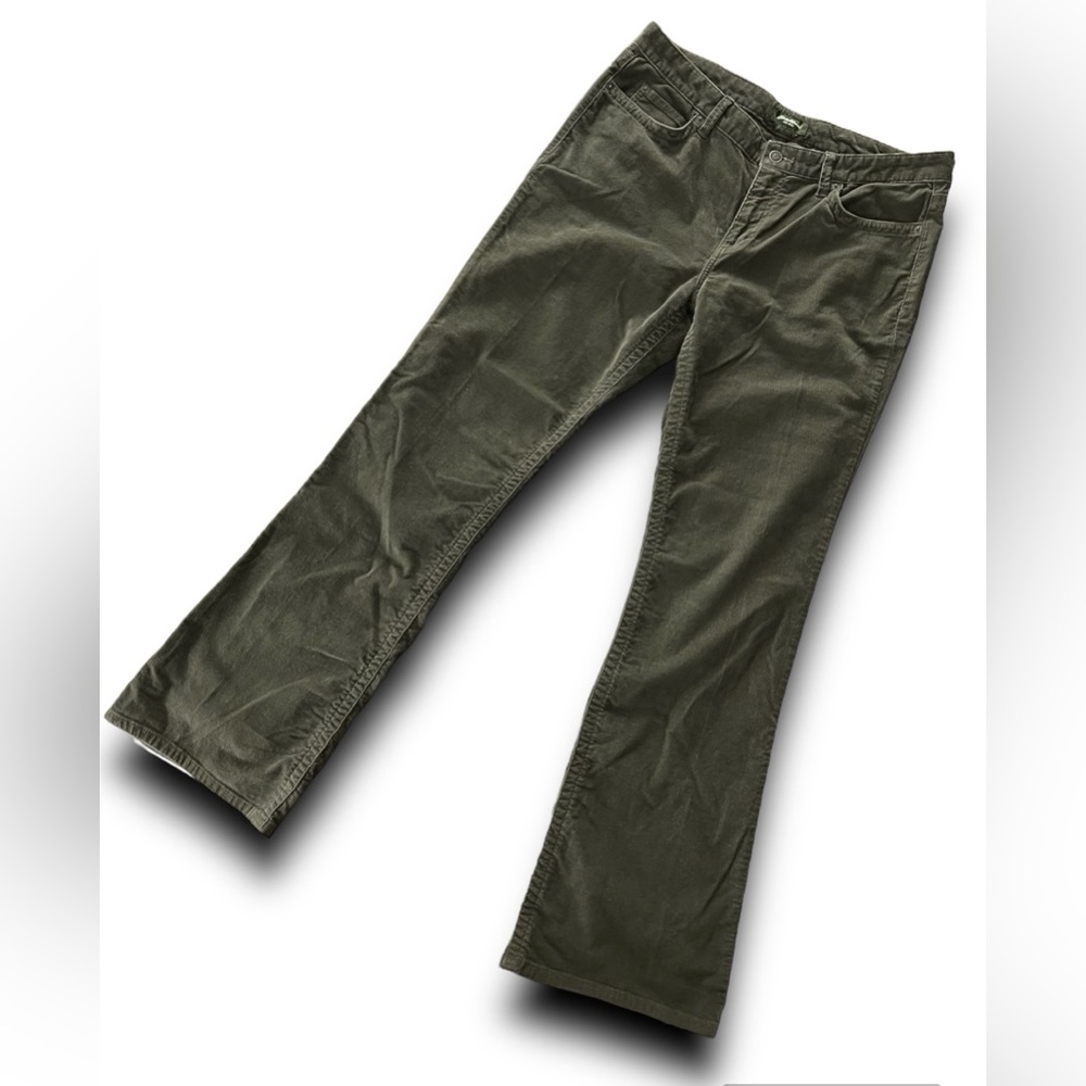 Eddie Bauer Bootcut Jeans • Dark Olive Green Corduroy • 14 Tall • Y2K